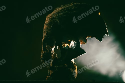Preview: Scary grunge skull wallpaper. Halloween background.