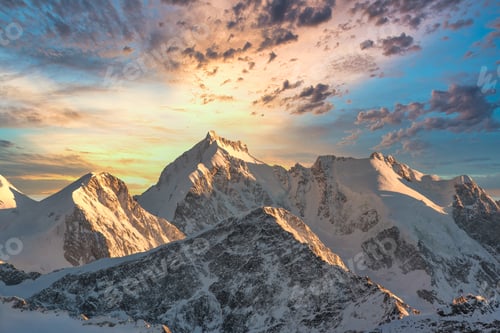 Preview: High mountain winter landscape with computer modified sky