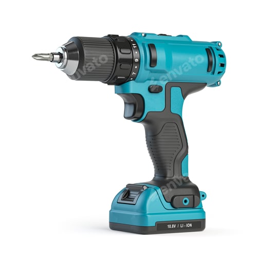 Preview: Electric Cordless Drill Tool on White Background