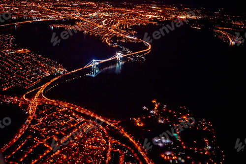 Preview: Aerial view of city at night, Miami, Florida, USA