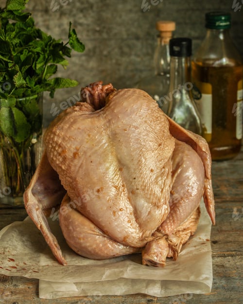 Preview: Chicken. Raw Whole Chicken. Background. . Food Background. Top View