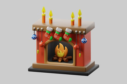 Vista previa: Decoración festiva de chimenea