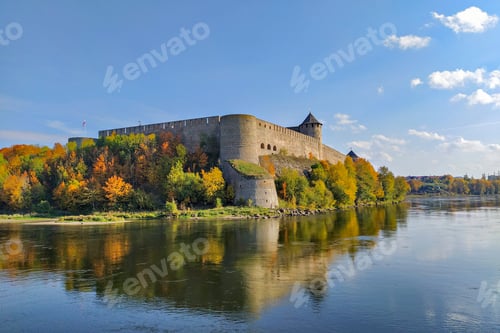 Preview: Medieval Ivangorod Fortress by the River in Autumn