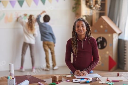 Preview: Portrait of Smiling African-American Girl in Art Class