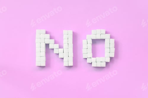Preview: NO Letters of sugar cubes on a pastel pink background
