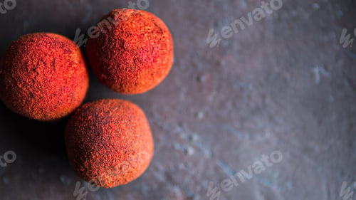 Preview: Red truffle in beet powder, copy space right