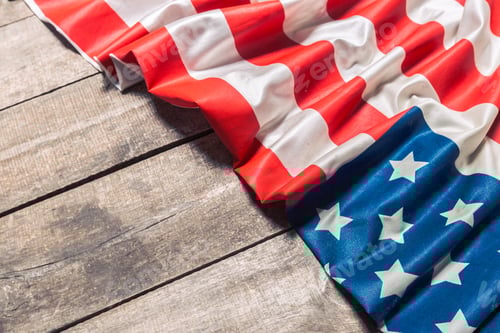 Preview: Festive American Flag Displayed on Rustic Wooden Surface