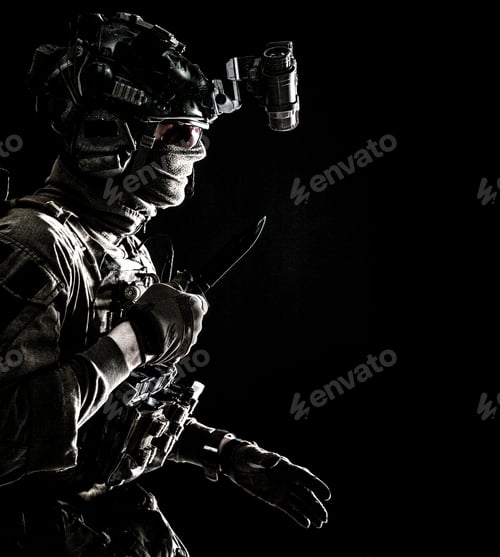 Preview: Elite commando soldier sneaking with knife in hand
