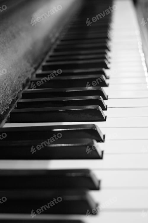 Preview: Grayscale shot of the piano keys