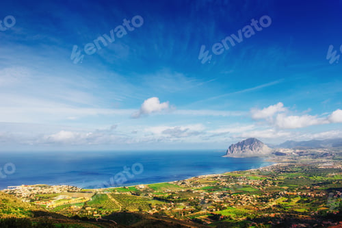 Preview: Spring panorama of sea coast city Trapany. Sicily, Italy, Europe
