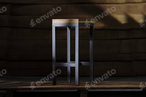 Preview: Wooden stool with metals legs in the carpenter's workshop