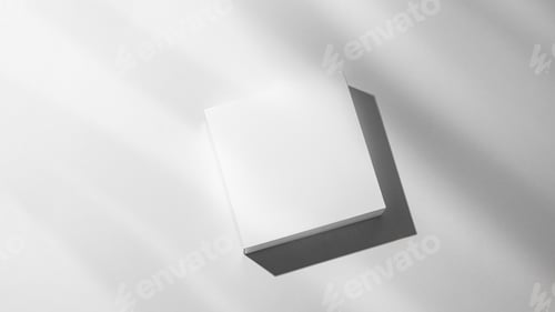Preview: Modern empty podium for product. Minimal white box with shadows on a light background.