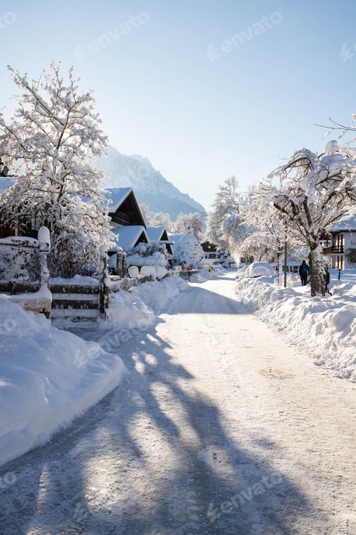 Preview: wintertime in small german village covered with snow Garmish-Partenkirchen