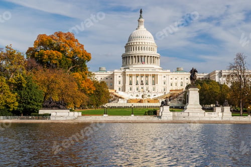Preview: The U.S. Capitol in Washington, D.C., surrounded by vibrant autumn foliage