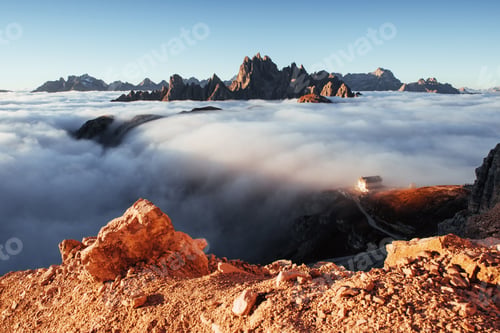 Preview: Photo from the edge of the hill and with beautiful mountains with lots of clouds