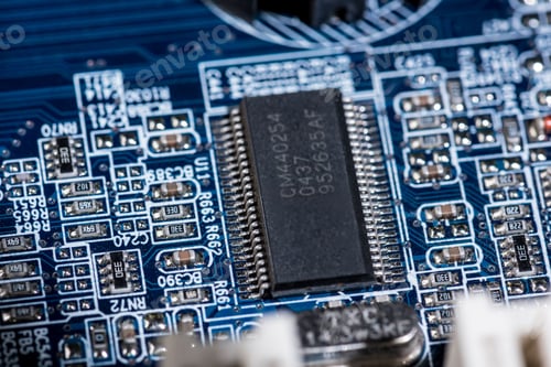Preview: close up view of computer motherboard with chip