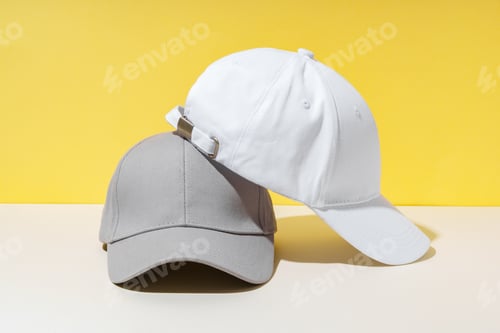 Preview: Baseball hat against yellow background in studio