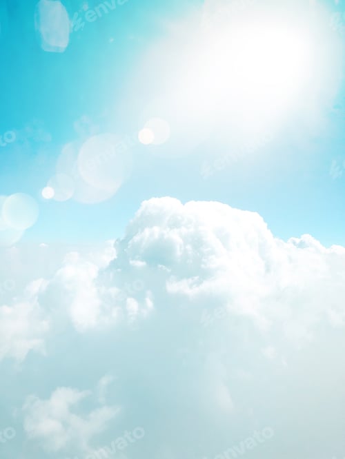 Preview: Heavenly blue sky with puffy white clouds