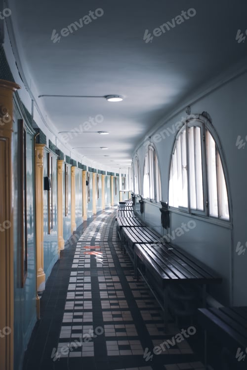 Preview: Beautiful vintage interior of Szechenyi baths, Budapest, Hungary