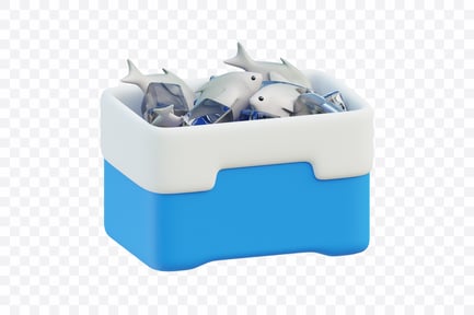 Vista previa: Caja de pescado con bolsa de hielo
