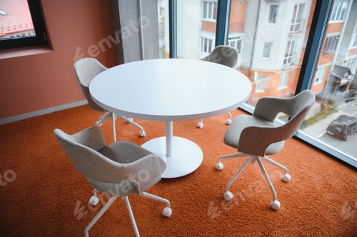 Preview: Modern meeting room interior with table and chairs