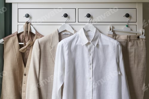 Preview: Elegant Clothing Hanging in Closet for Fashion Style