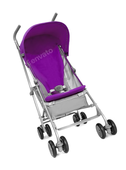 Preview: Purple and Gray Stroller Isolated on White Background