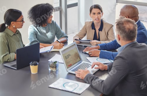 Preview: Shot of a group of businesspeople having a meeting in a modern office