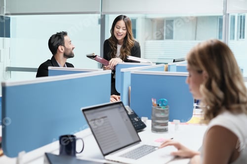 Preview: People Coworkers Meeting And Speaking For Business In Coworking Office