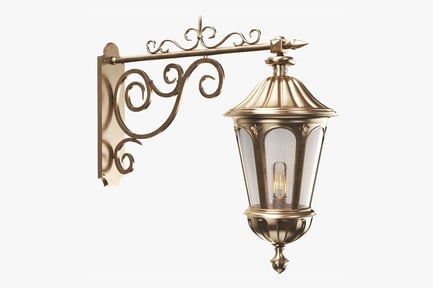 Preview: Antique Bronze Wall-Mounted Street Lamp with Ornate Bracket