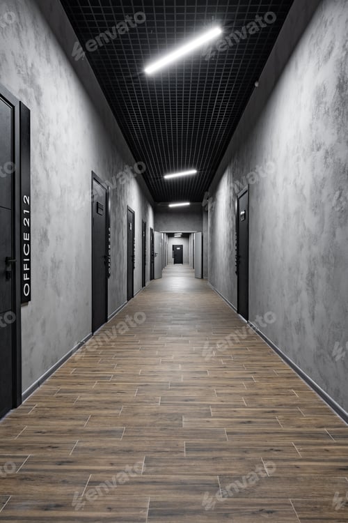 Preview: Long empty hall in new business office
