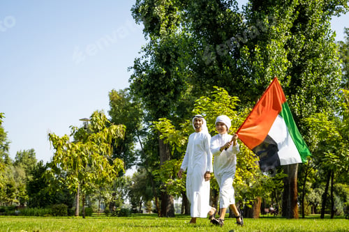 Preview: cinematic image of a family from the emirates spending time at the park