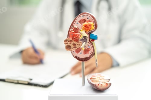 Preview: Kidney disease, Chronic kidney disease ckd, Doctor with human model to study and treat in hospital.