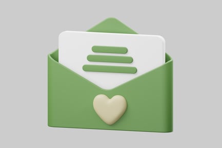 Preview: Green envelope with love letter