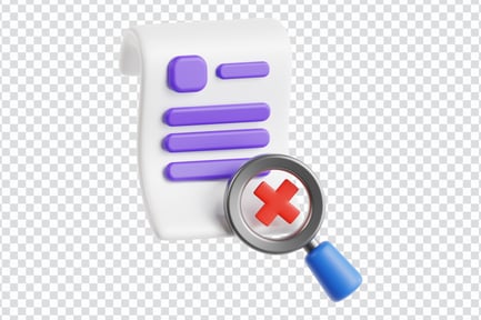 Preview: 3D Document Error Icon with Magnifying Glass