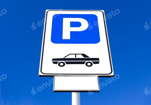 Preview: Parking sign with blue sky