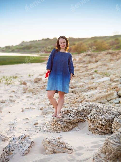 Preview: Portrait of the young woman near the sea