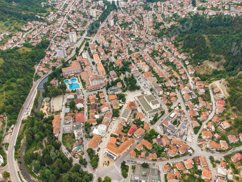 Preview: Devin, Bulgaria. Aerial view to the small city in the mountains.