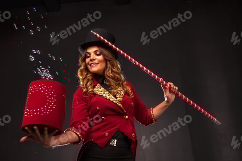 Preview: Female magician makes with soap bubbles show, an illusionist