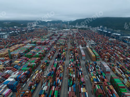 Preview: Aerial view of Yantian port in shenzhen city, China