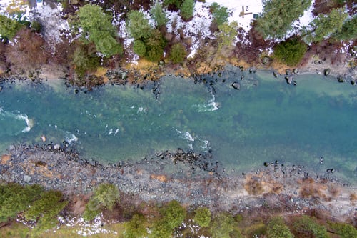 Preview: Aerial view of the Wenatchee River in Leavenworth