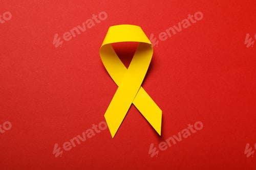 Preview: Yellow paper ribbon on a red background