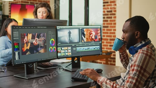Preview: Digital footage editor working on video production