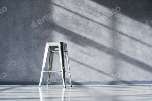 Preview: Steel chair in the interior of a black loft Studio. 10.11.2019 USA, New York