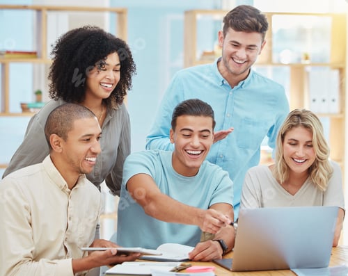 Preview: Teamwork, collaboration or motivation and a team of businesspeople in the creative design industry