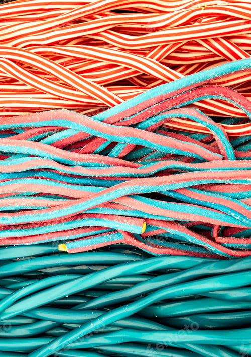 Preview: Vertical shot of colorful string-sugared candies