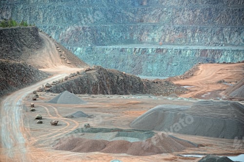Preview: view into an open pit mine. quarry. mining industry.