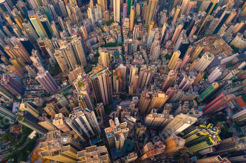 Preview: Hong Kong Downtown, China. Financial district in city in Asia. Skyscraper buildings
