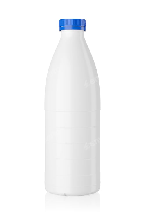 Preview: Plastic milk bottle mock-up isolated on white. 3d rendering