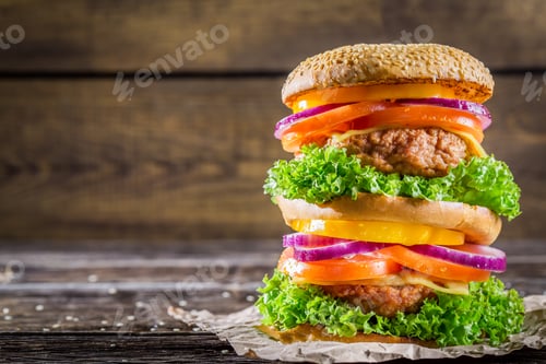 Preview: Big fresh and tasty homemade hamburger